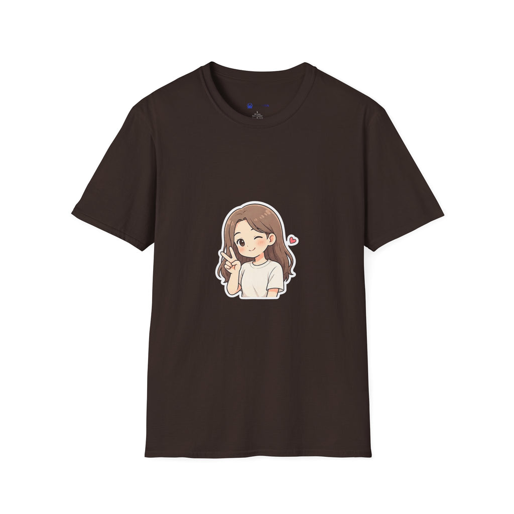 Cute Winking Girl Graphic T-Shirt – Kawaii Heart Tee