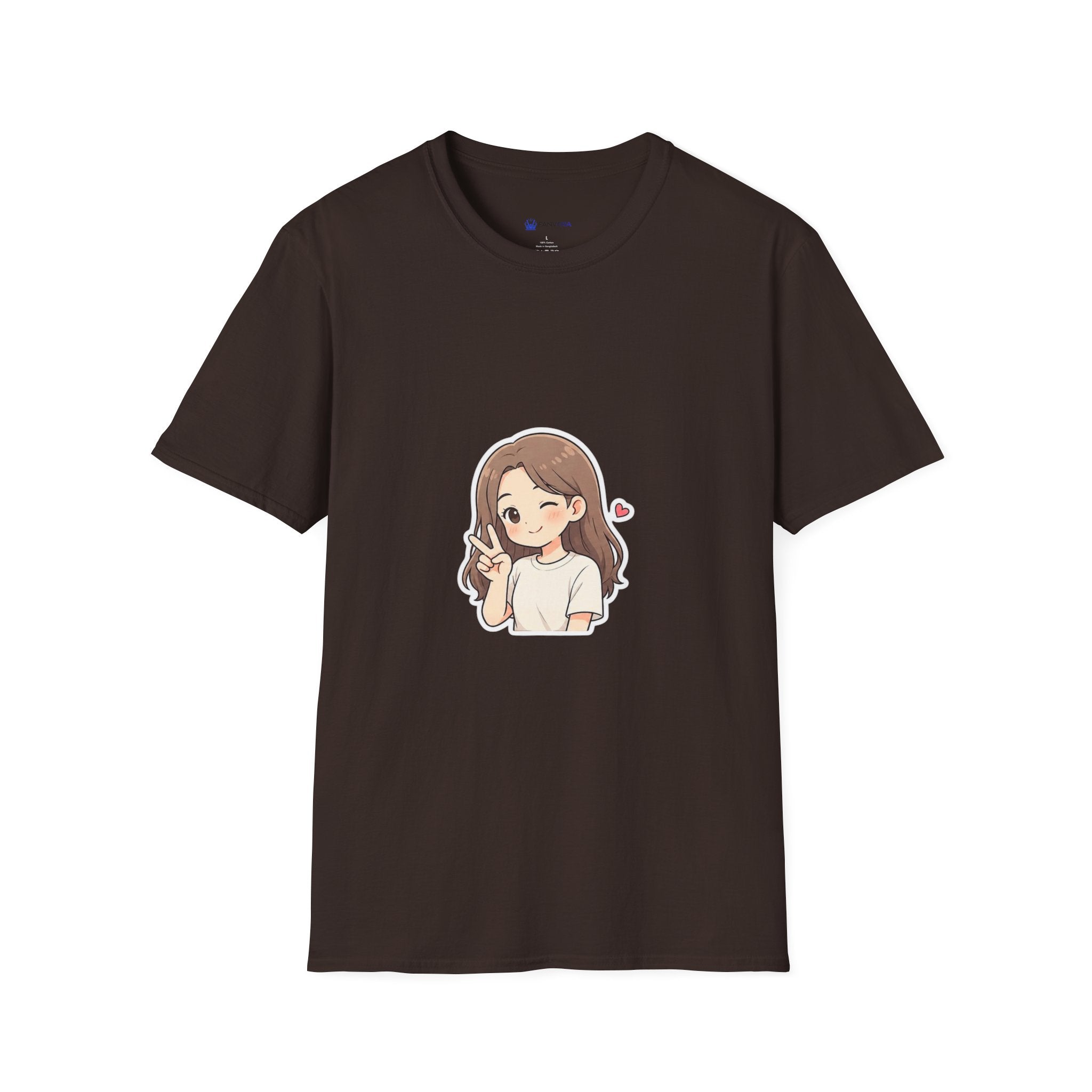 Cute Winking Girl Graphic T-Shirt – Kawaii Heart Tee