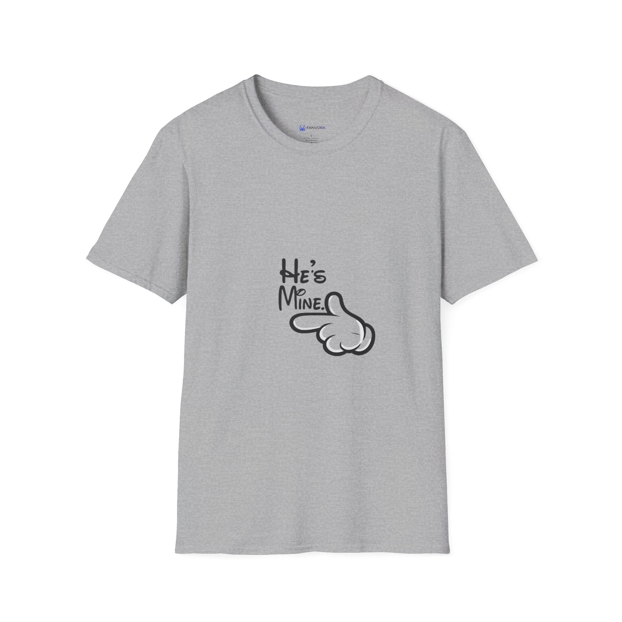 He’s Mine T-Shirt — Cute Couple Graphic Tee with Pointing Hand