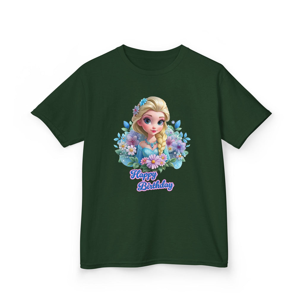 Kids Tee — 'Happy Birthday' Princess Floral Design