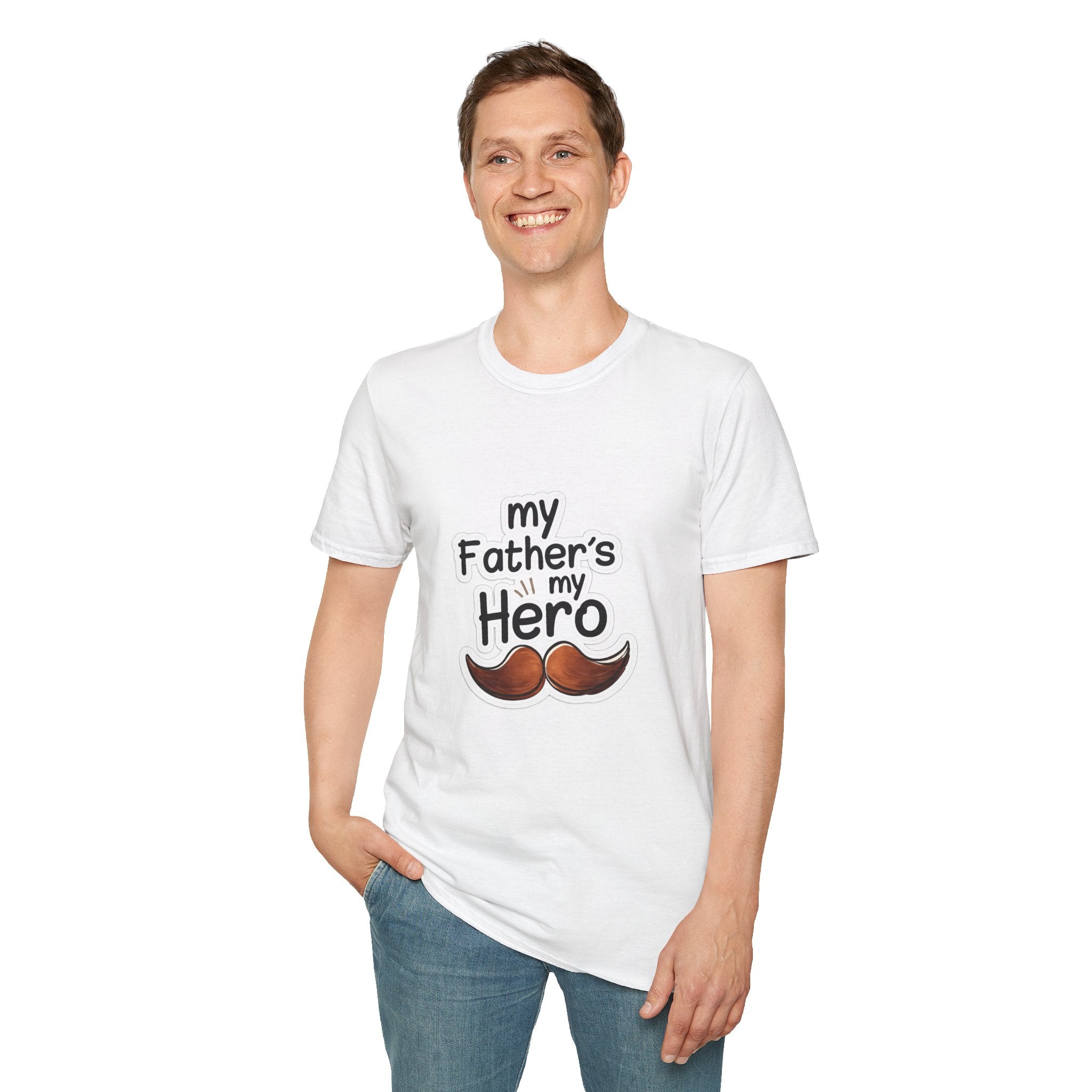 My Father's My Hero T-Shirt – Father's Day Mustache Gift Tee