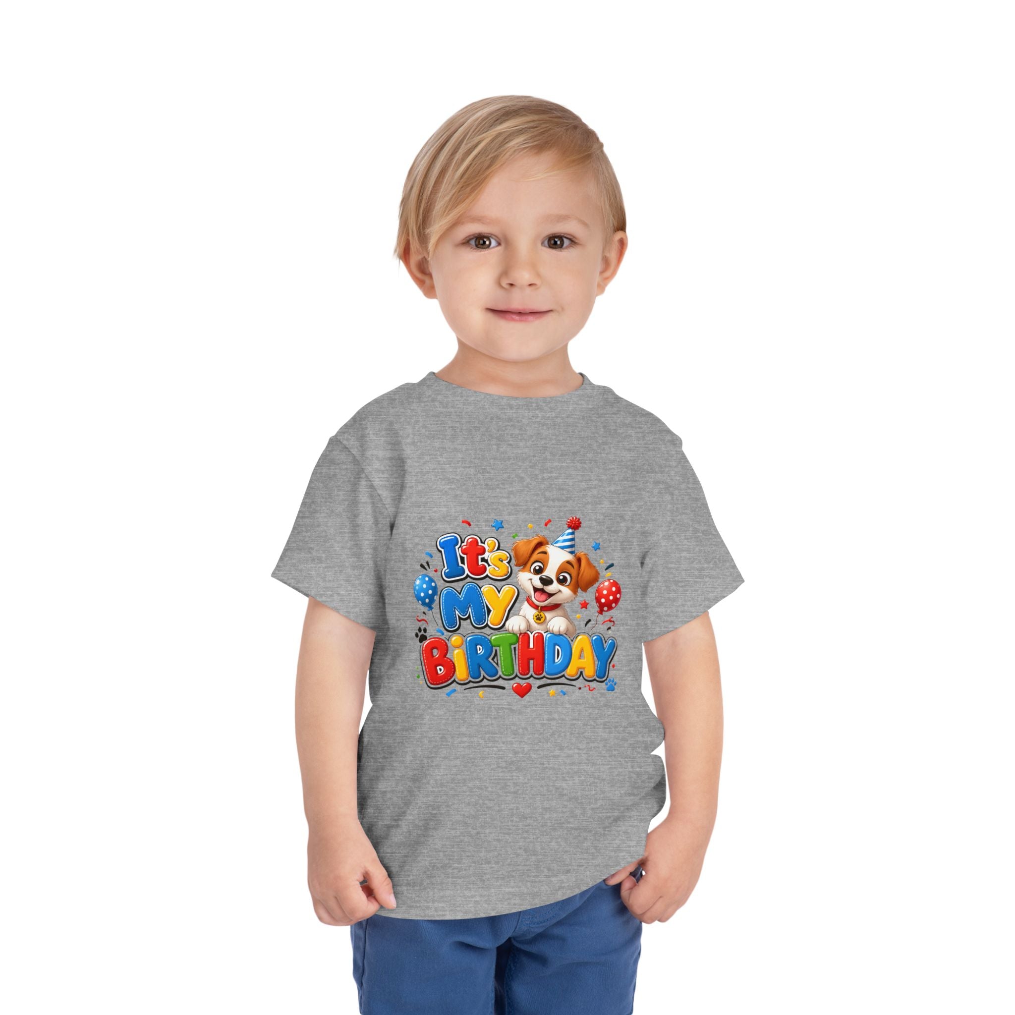 Toddler Birthday Tee — "It's My Birthday" Puppy Party Shirt