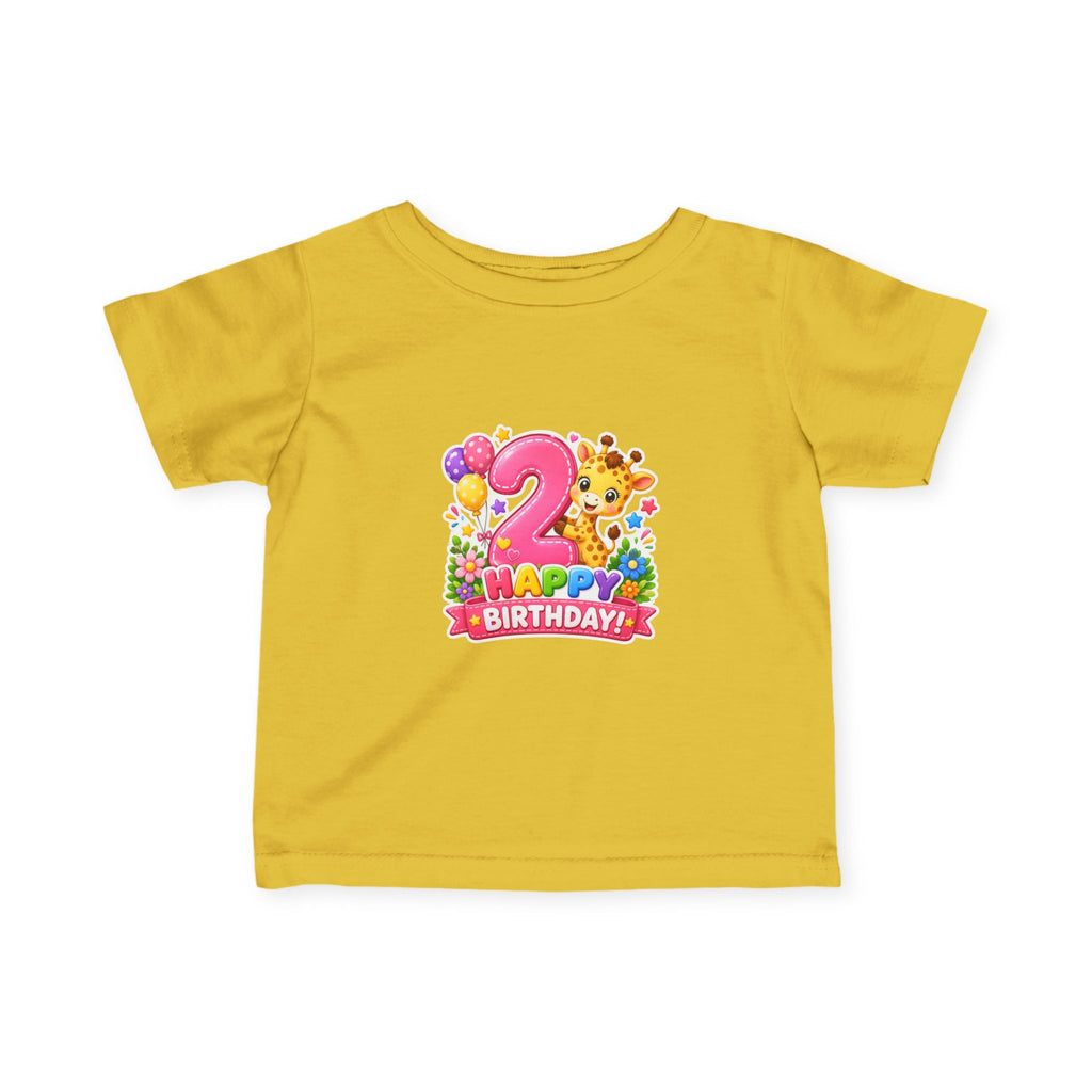2nd Birthday Infant Tee - Cute Giraffe & Balloons Happy Birthday Shirt