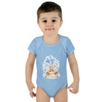 Baby Bodysuit - Blue Teddy Bear with Balloons "Happy Birthday" Infant Onesie