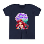 Birthday Youth Tee - Cute Mermaid "Happy Birthday" Graphic