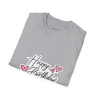 Birthday T-Shirt — "Happy Birthday" Heart Graphic