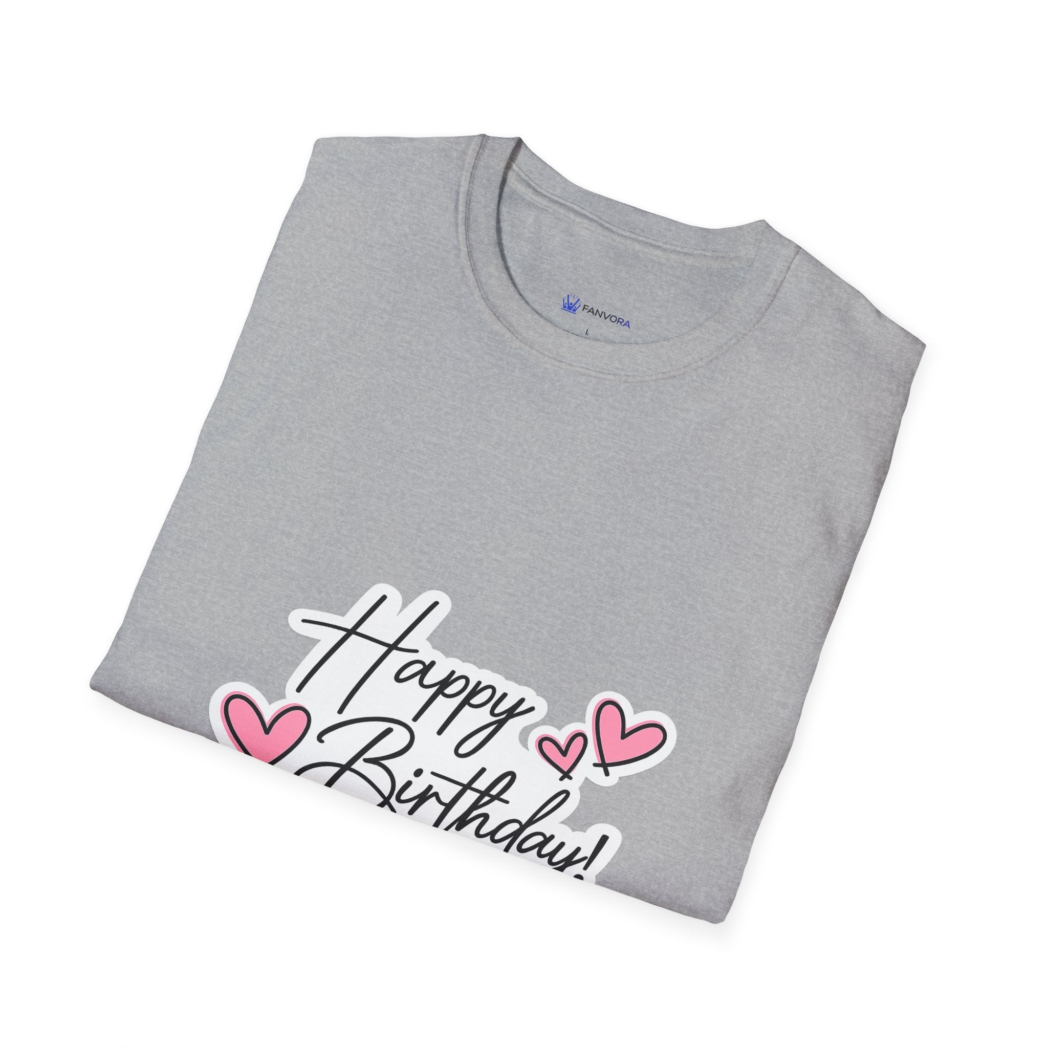 Birthday T-Shirt — "Happy Birthday" Heart Graphic