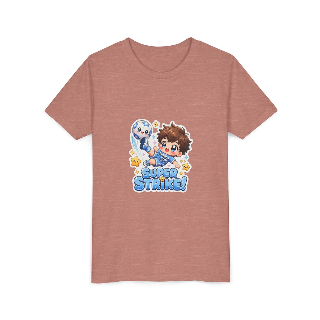 Youth Tee - Cute 'Super Strike!' Soccer Boy Graphic