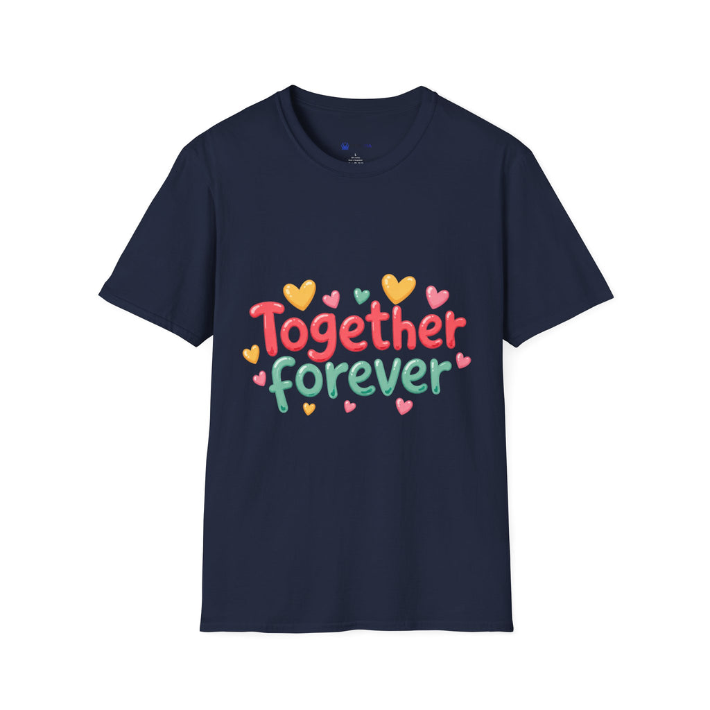 T-Shirt — "Together Forever" Cute Heart Couple Graphic Tee