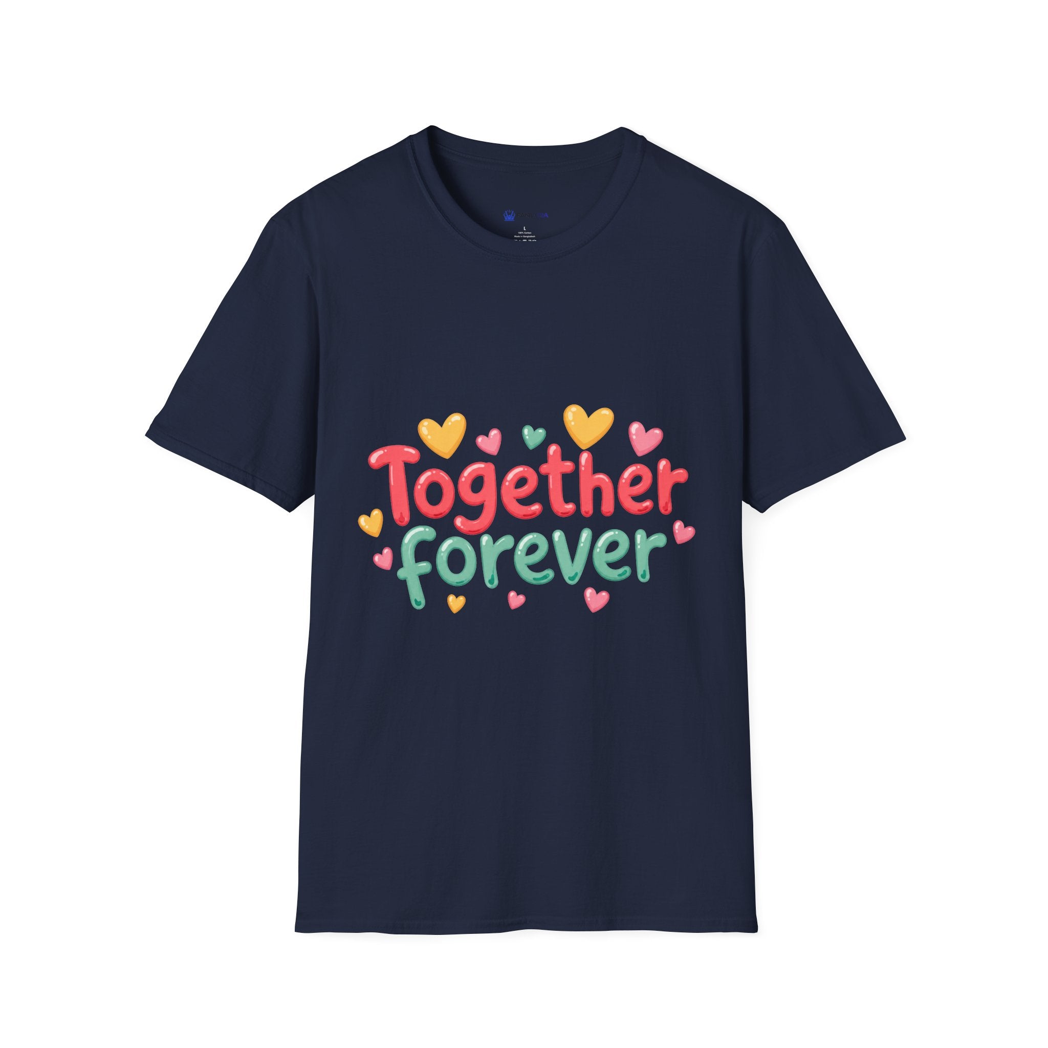 T-Shirt — "Together Forever" Cute Heart Couple Graphic Tee