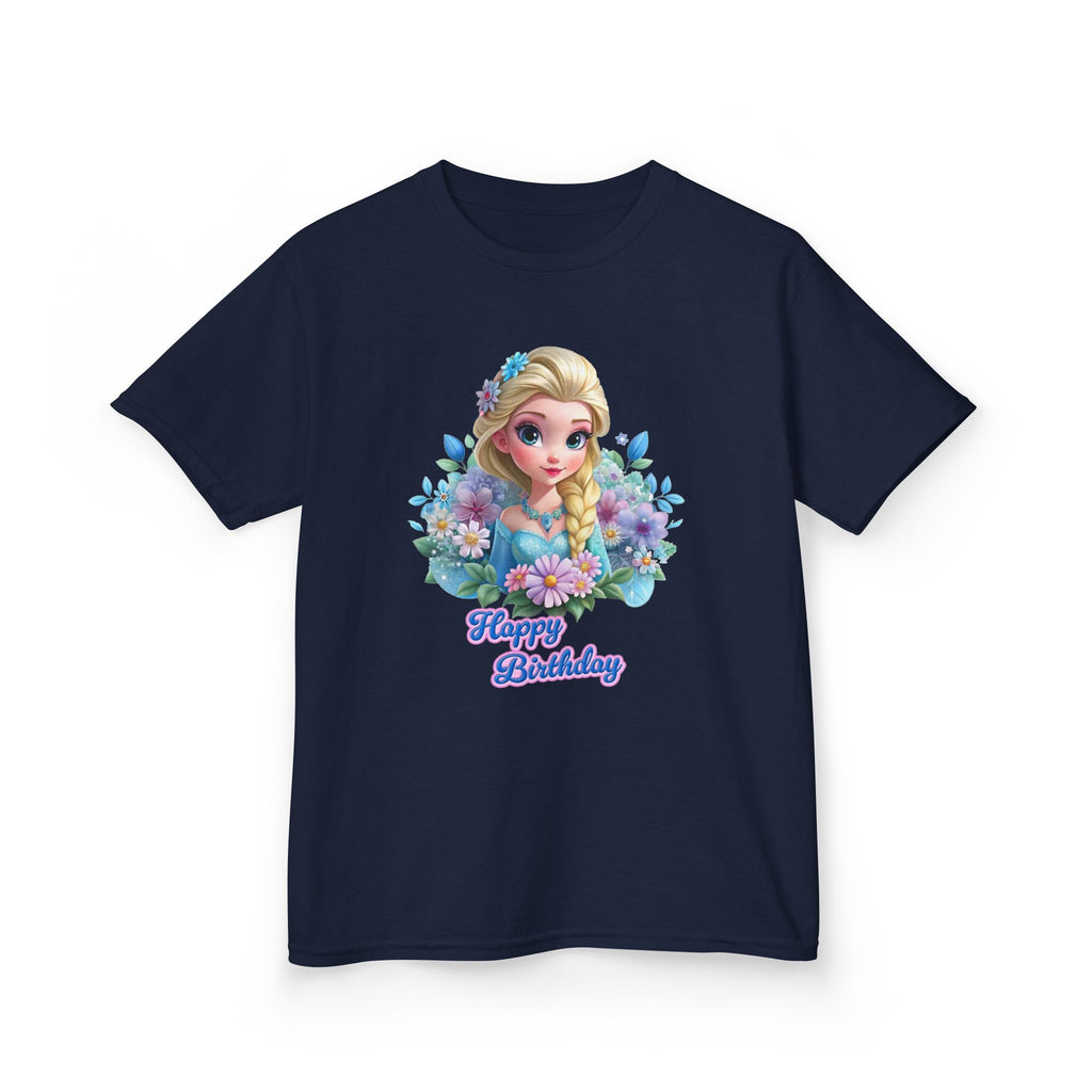 Kids Tee — 'Happy Birthday' Princess Floral Design