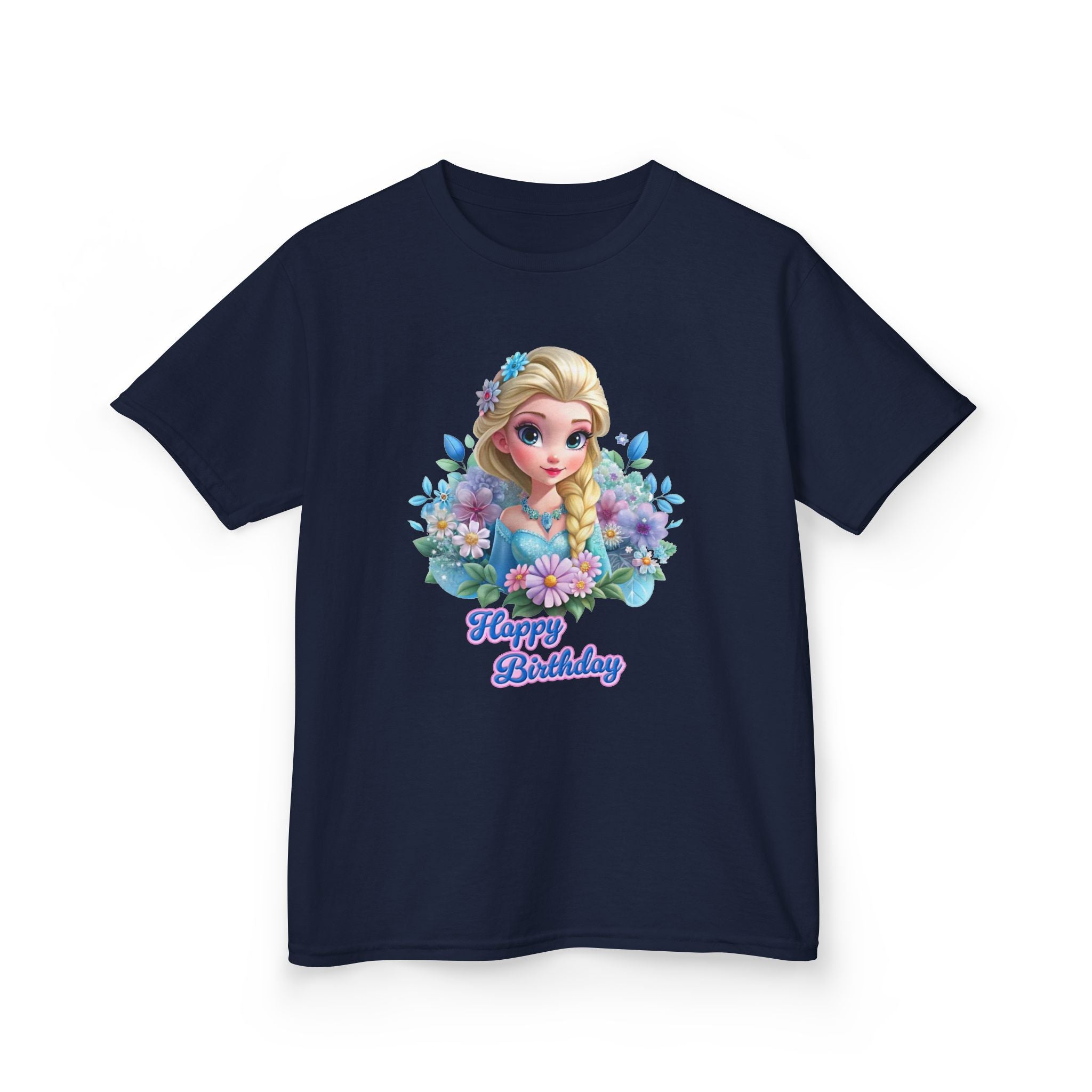Kids Tee — 'Happy Birthday' Princess Floral Design