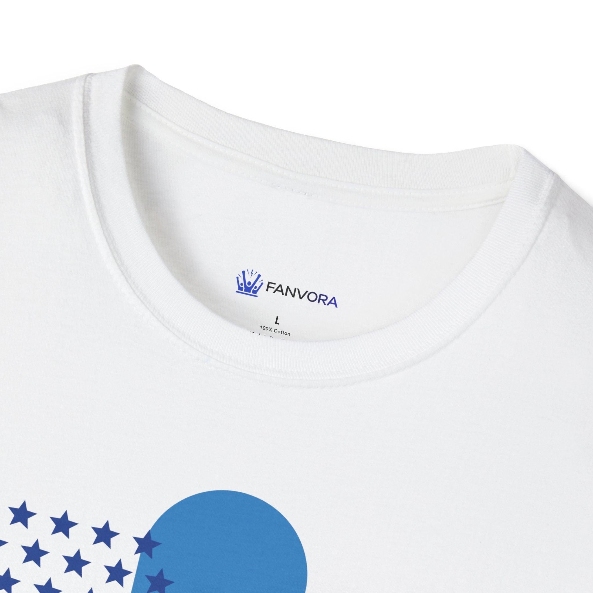 Red and blue patriotic typography tee