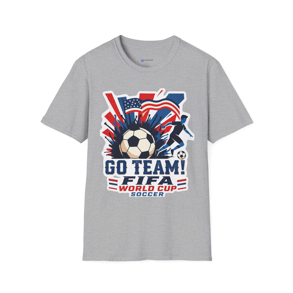 Soccer  Cup T-Shirt – "Go Team! Cup Soccer" USA Flag Design
