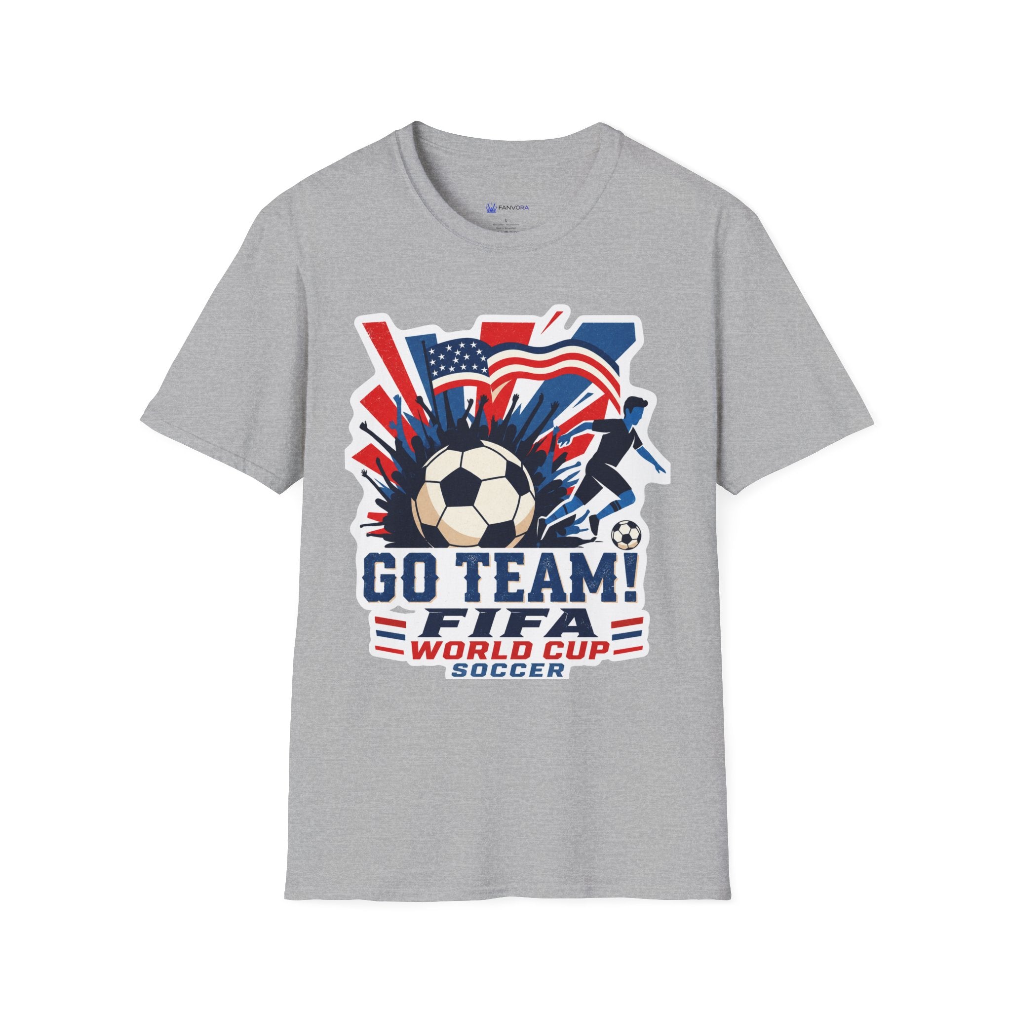 Soccer  Cup T-Shirt – "Go Team! Cup Soccer" USA Flag Design