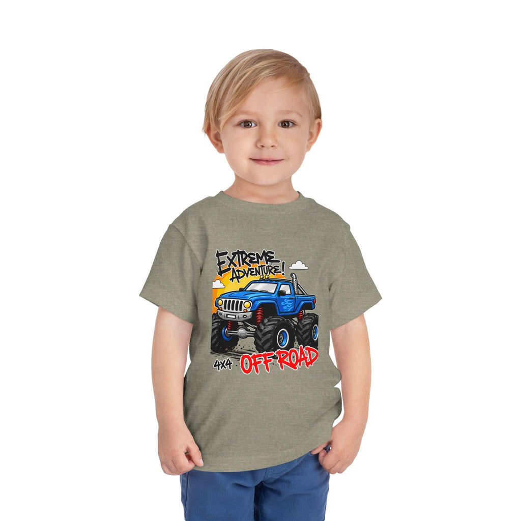 Toddler Tee - "Extreme Adventure 4x4 Off Road" Blue Monster Truck.