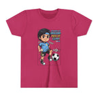 Youth Soccer Tee – Cute Cartoon Player "Ready to Score" Kids Jersey