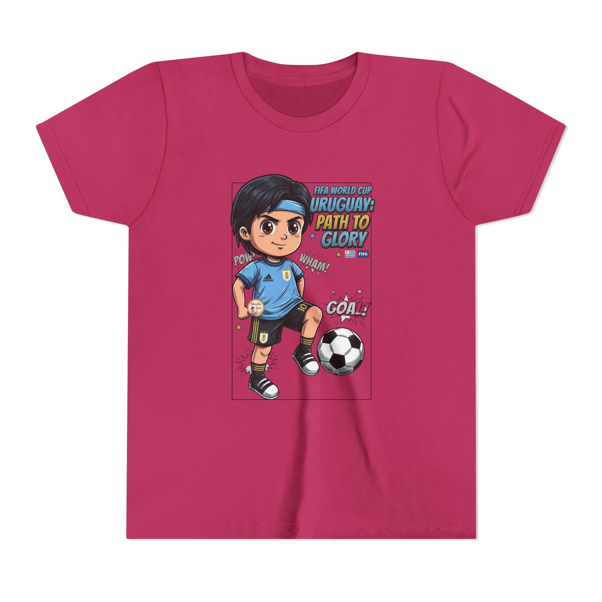 Youth Soccer Tee – Cute Cartoon Player "Ready to Score" Kids Jersey