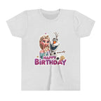 Kids' Birthday Tee - Cute Princess and Snowman "Happy Birthday" Graphic