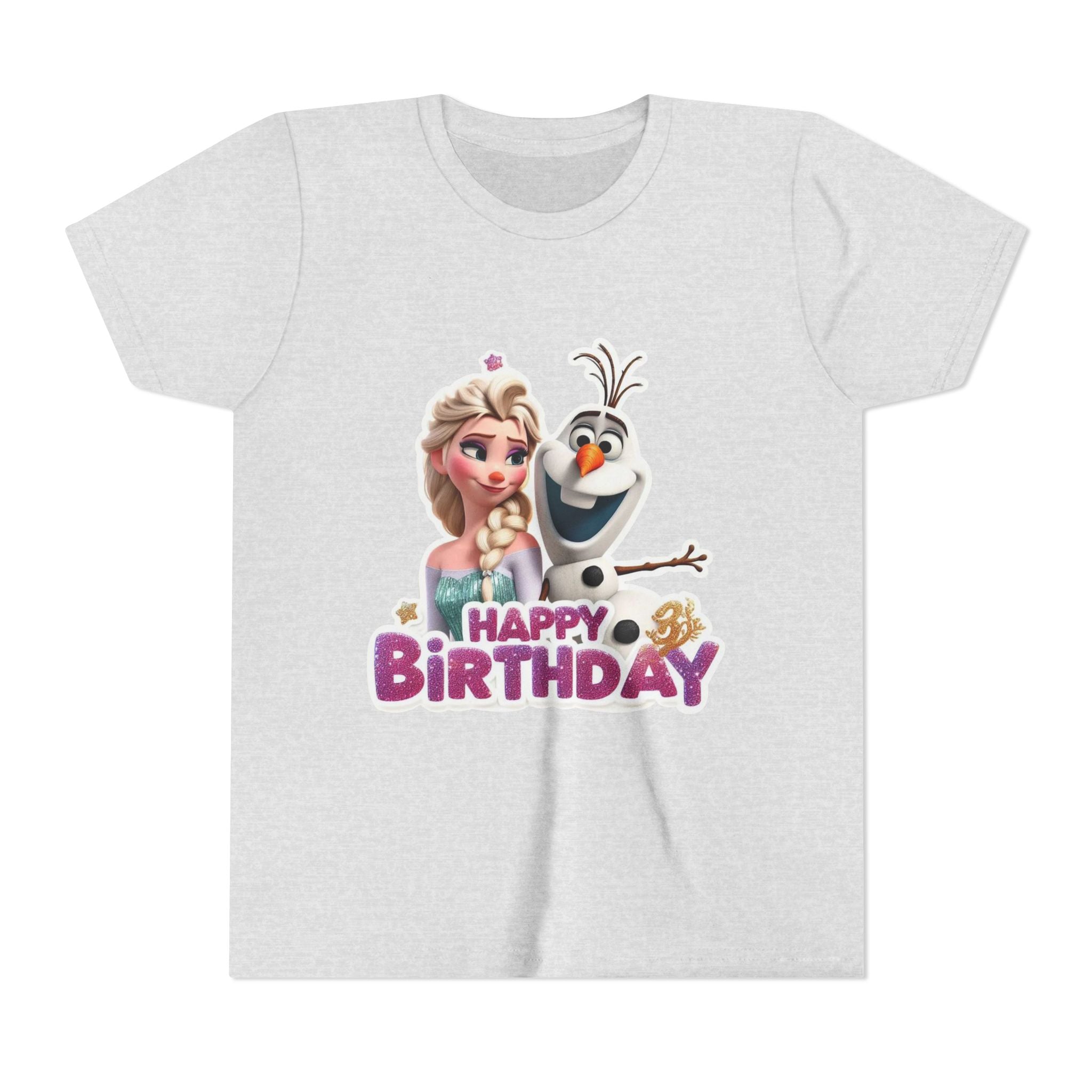Kids' Birthday Tee - Cute Princess and Snowman "Happy Birthday" Graphic