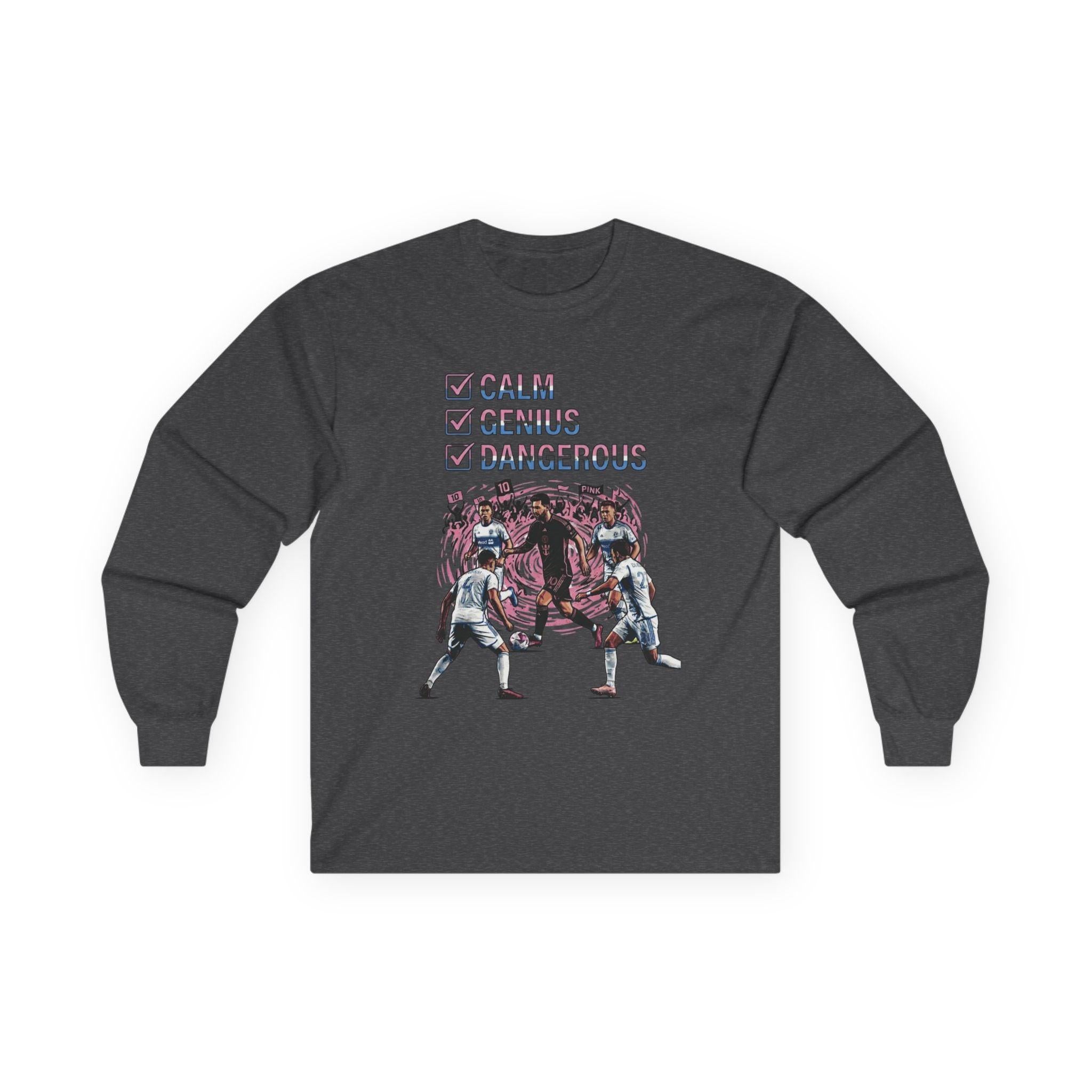 Long Sleeve Football Shirt – World Cup 2026 Fan Tee "Calm Dangerous Genius".