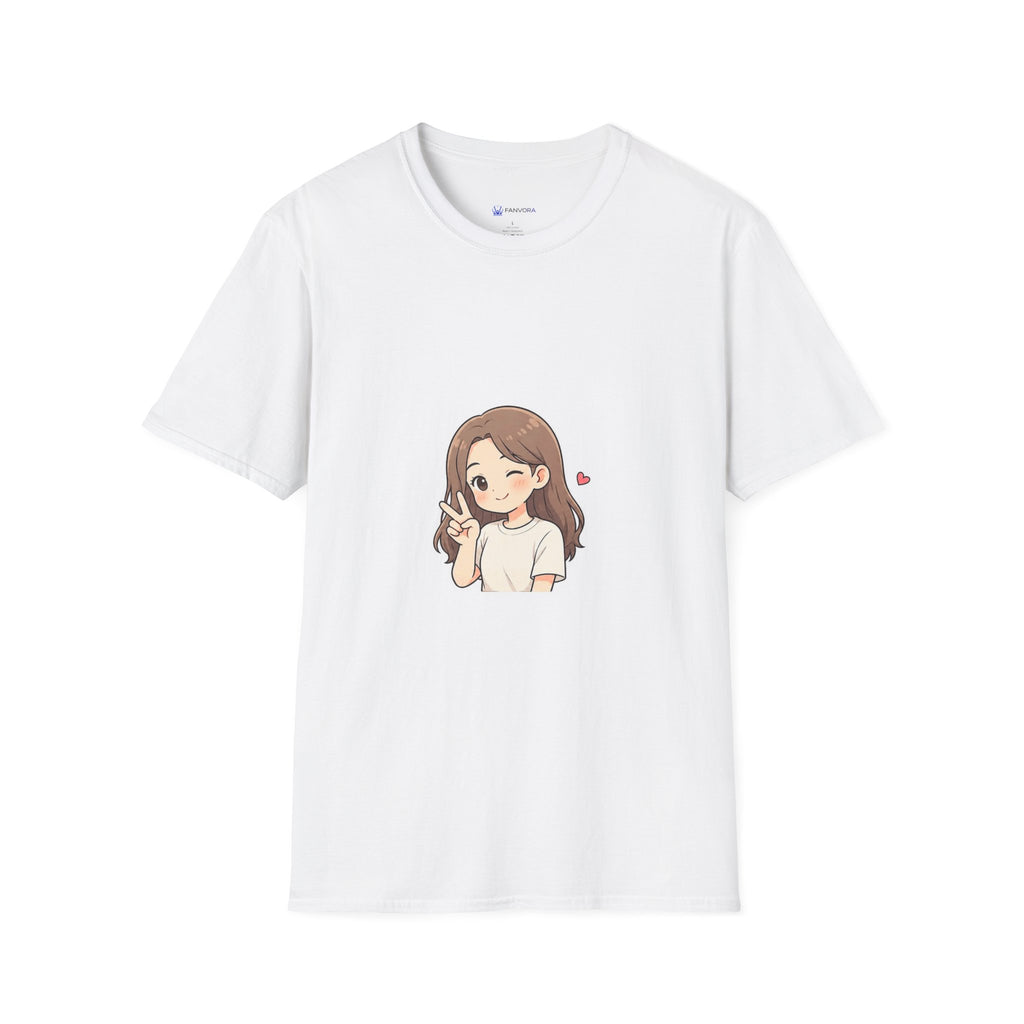 Cute Winking Girl Graphic T-Shirt – Kawaii Heart Tee