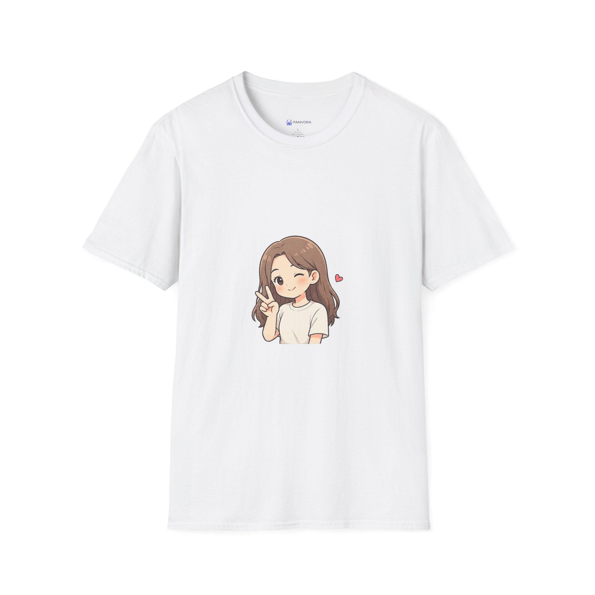 Cute Winking Girl Graphic T-Shirt – Kawaii Heart Tee