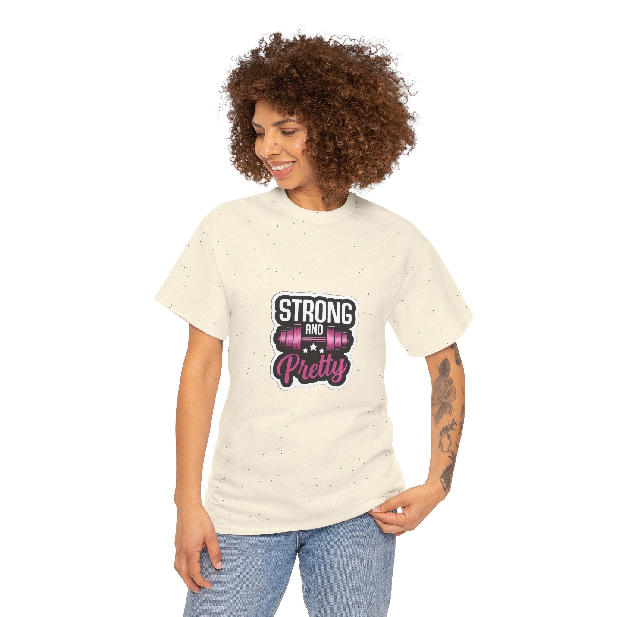 Strong and Pretty Tee — 'Strong and Pretty' Fitness Graphic T-Shirt