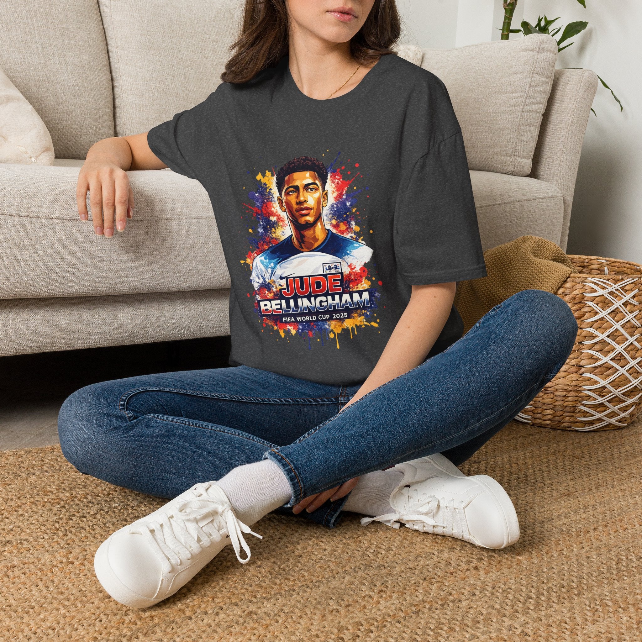 Portrait T-Shirt — Color Splash Football Player Graphic ("England legend")
