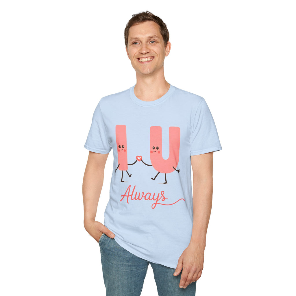 T-Shirt – Cute 'I  U Always' Kissing Letters Valentine's Tee