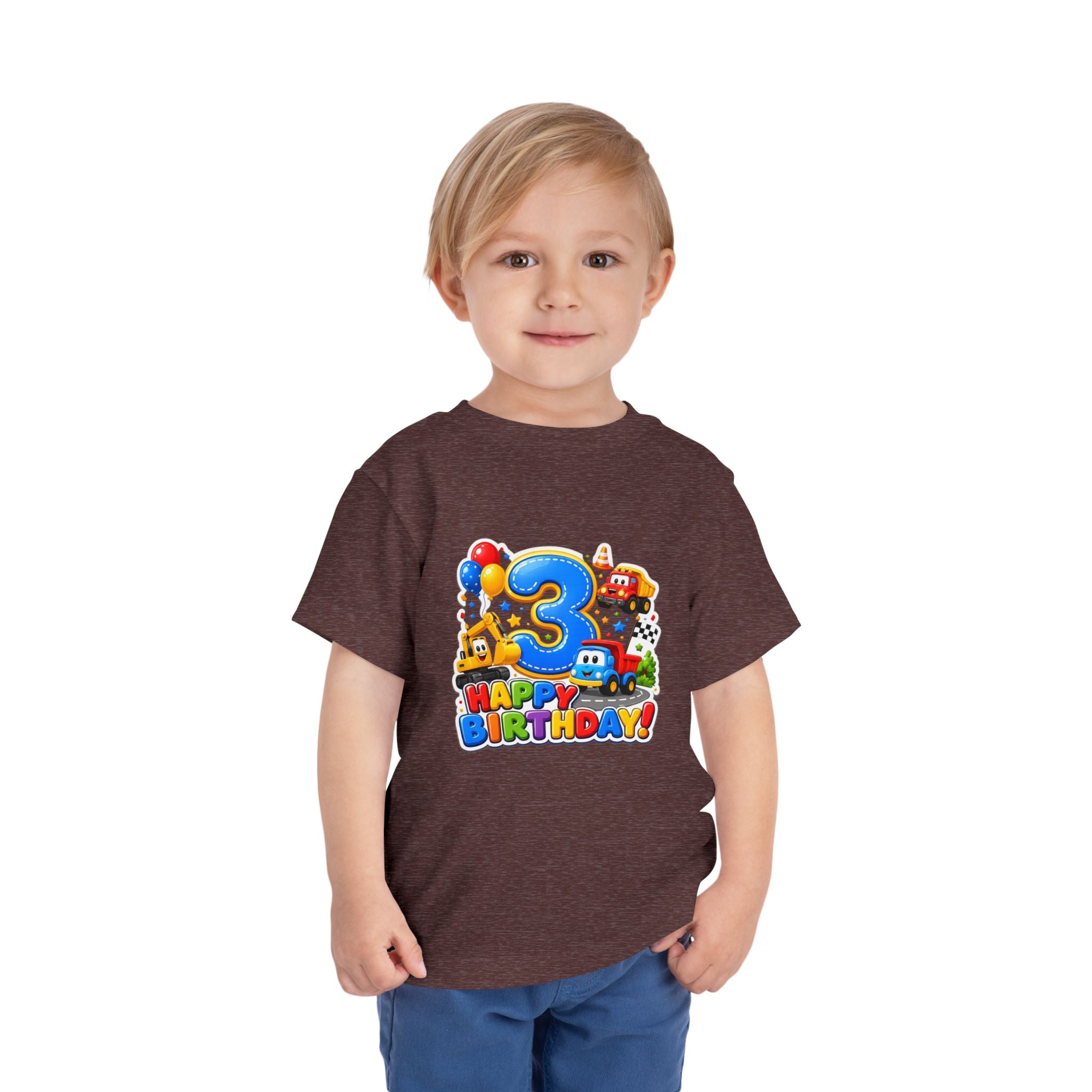 Toddler Birthday Tee — "3" Race Car Happy Birthday Shirt