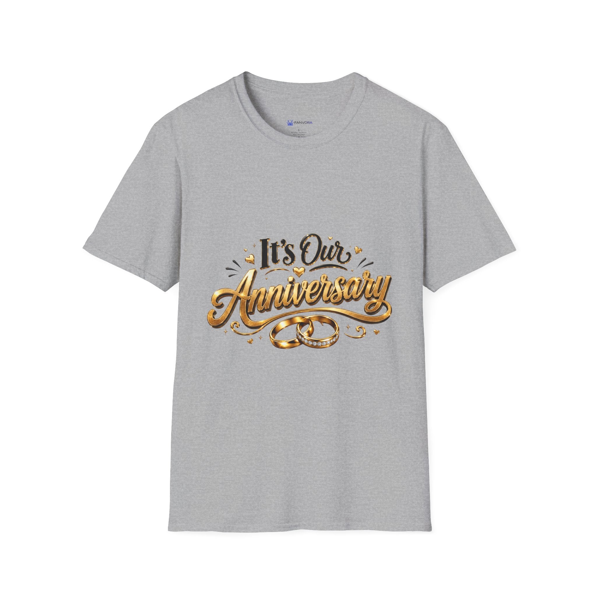 Anniversary T-Shirt — "It's Our Anniversary" Gold Script Tee