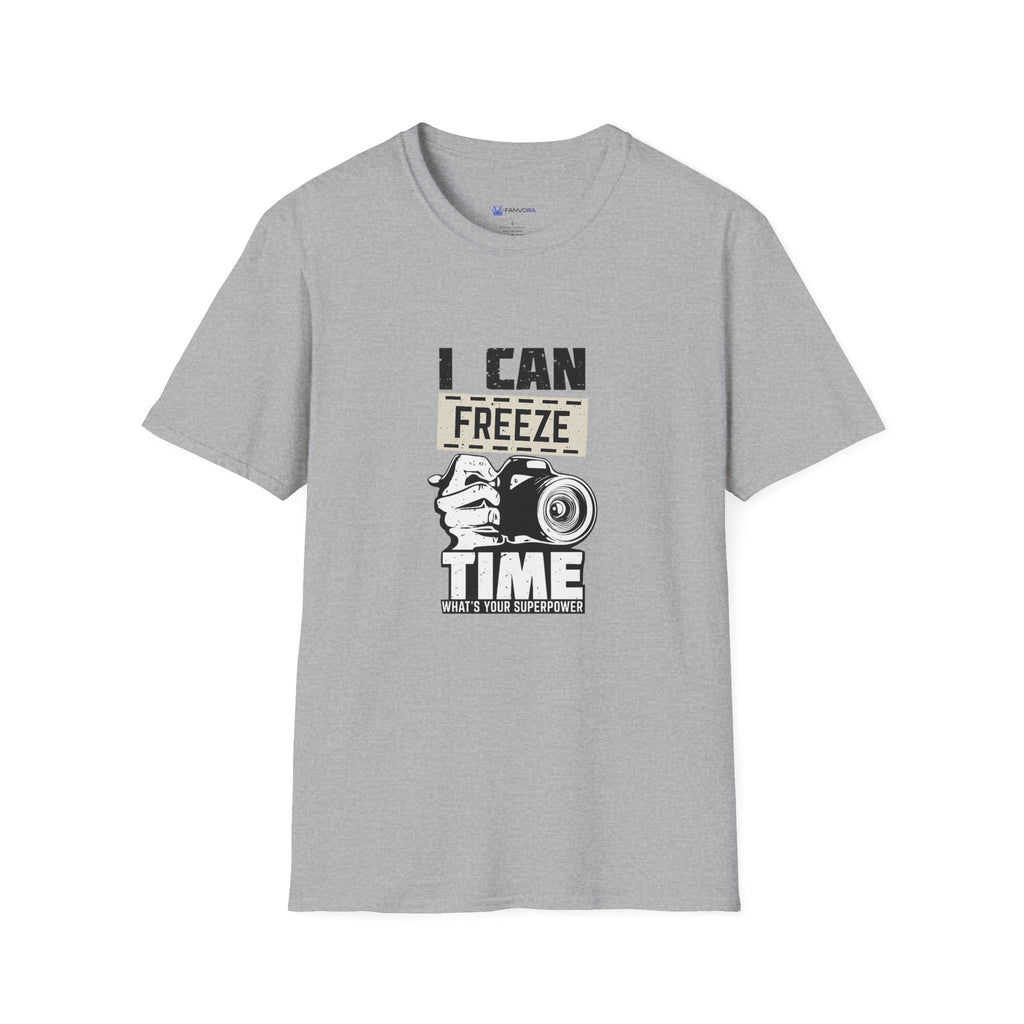 I Can Freeze Time Camera T‑Shirt — Vintage Photographer Quote Tee