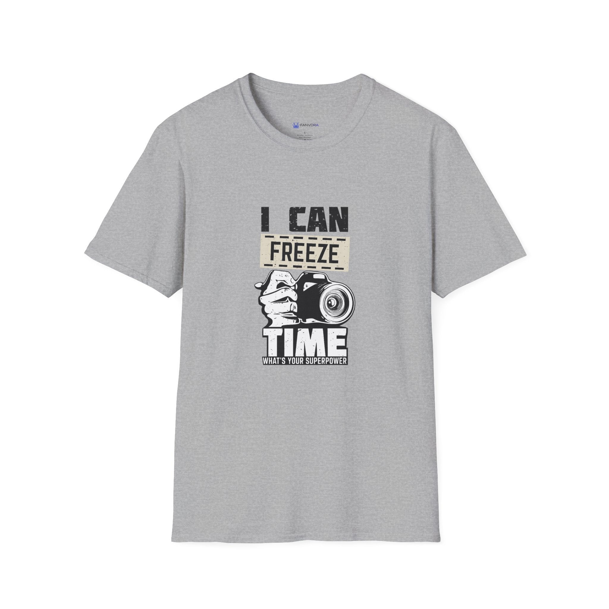 I Can Freeze Time Camera T‑Shirt — Vintage Photographer Quote Tee