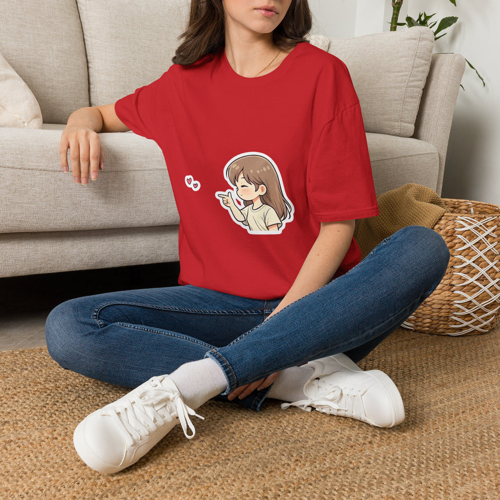 Kawaii Girl Blowing Hearts T-Shirt — Cute Anime Graphic Tee