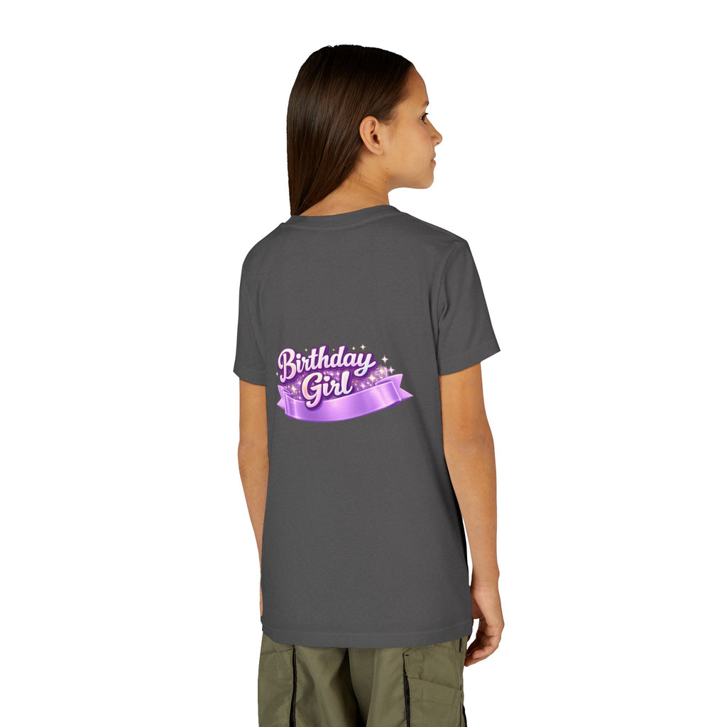 Girls' 5th Birthday Tee - 'Happy Birthday' Glitter Stars Design