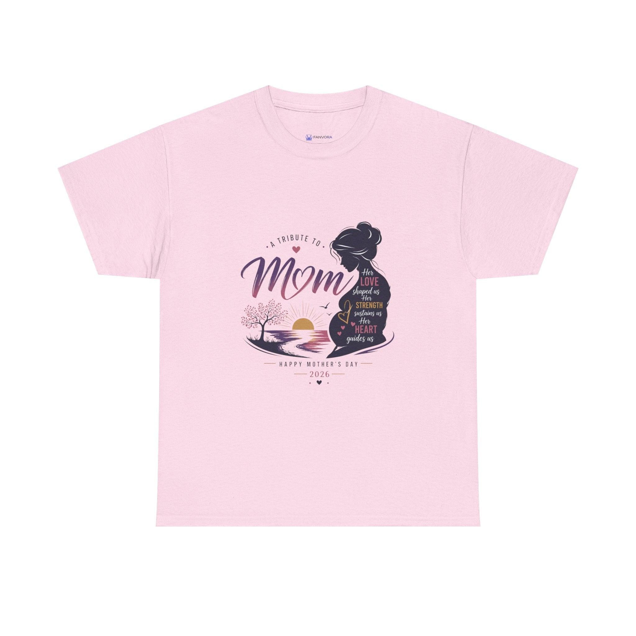 Mom Silhouette Sunset T-Shirt — "Super Mom" Graphic Tee for Mother's Day.