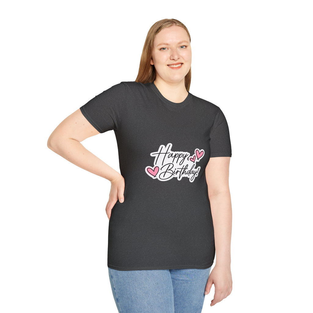 Birthday T-Shirt — "Happy Birthday" Heart Graphic
