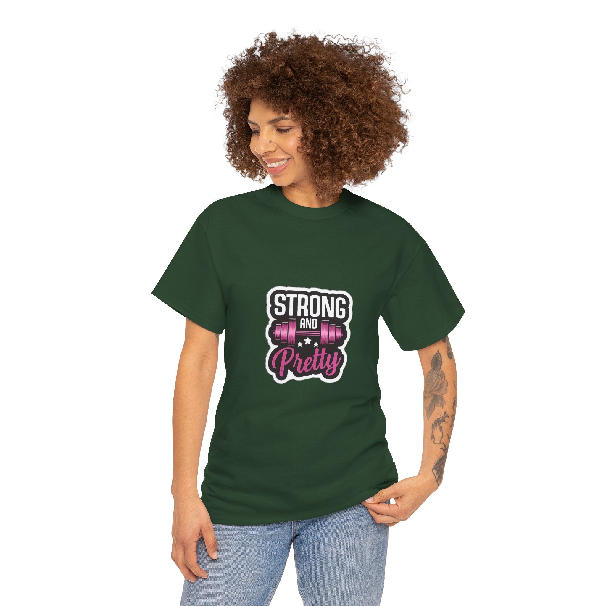 Strong and Pretty Tee — 'Strong and Pretty' Fitness Graphic T-Shirt