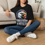 Patriotic Eagle T-Shirt — 'Freedom in My Blood' American Flag Tee design.