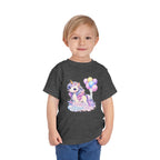 Toddler Tee — Pastel Unicorn "Happy Birthday" Shirt with Balloons