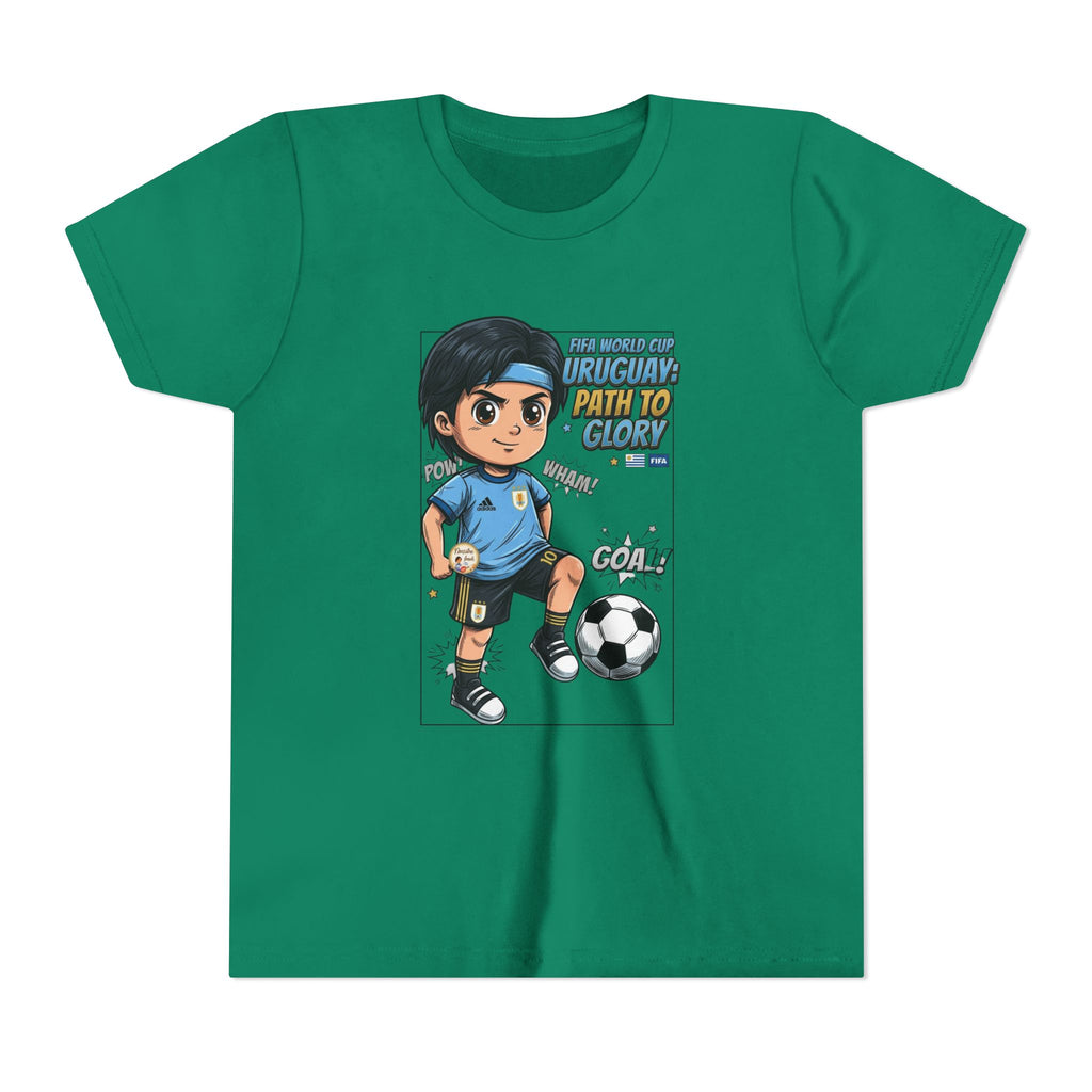 Youth Soccer Tee – Cute Cartoon Player "Ready to Score" Kids Jersey