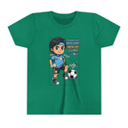 Youth Soccer Tee – Cute Cartoon Player "Ready to Score" Kids Jersey