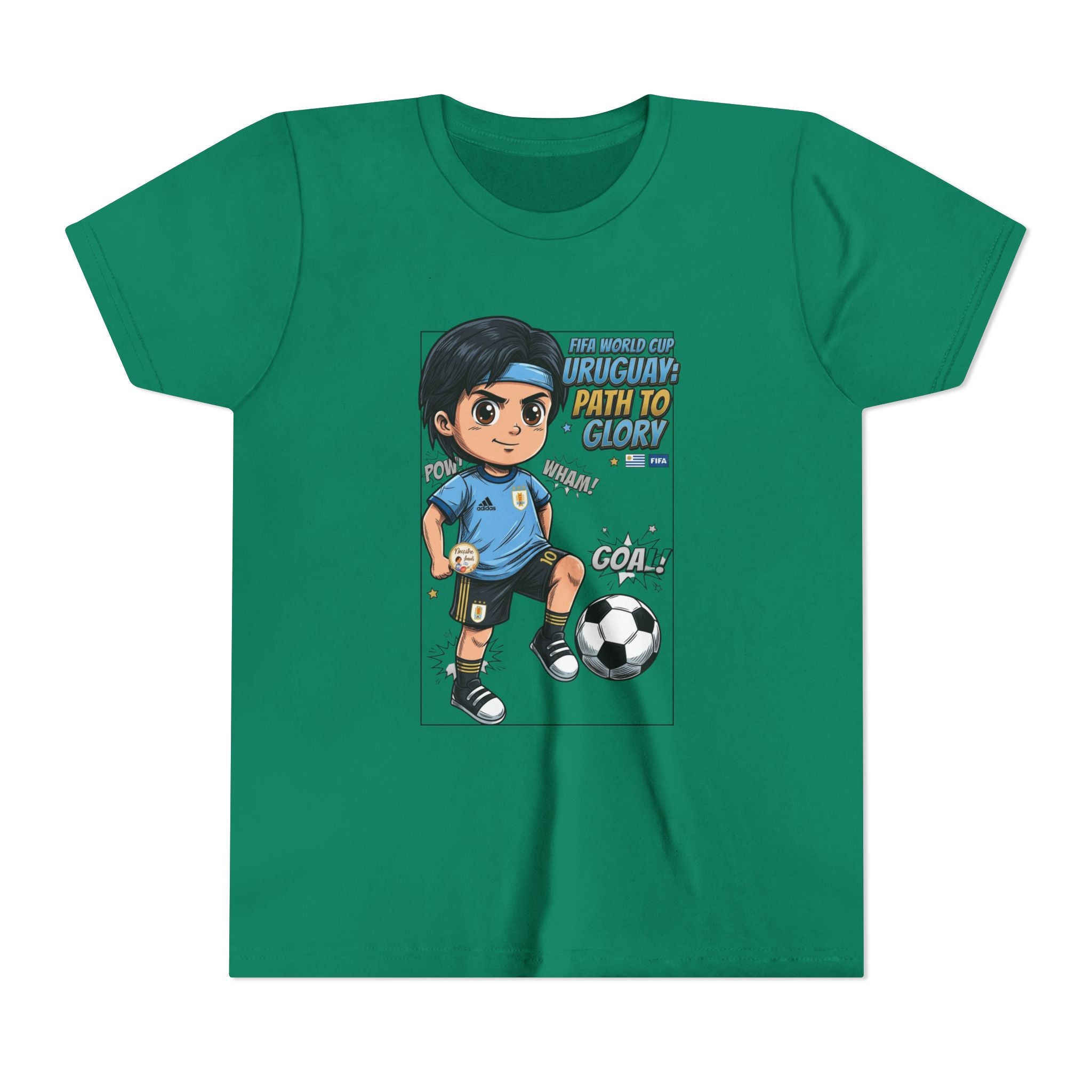 Youth Soccer Tee – Cute Cartoon Player "Ready to Score" Kids Jersey