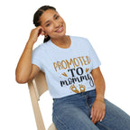 Promoted to Mommy T-Shirt — Pregnancy Announcement Tee with Gold Hearts & Baby Footprints