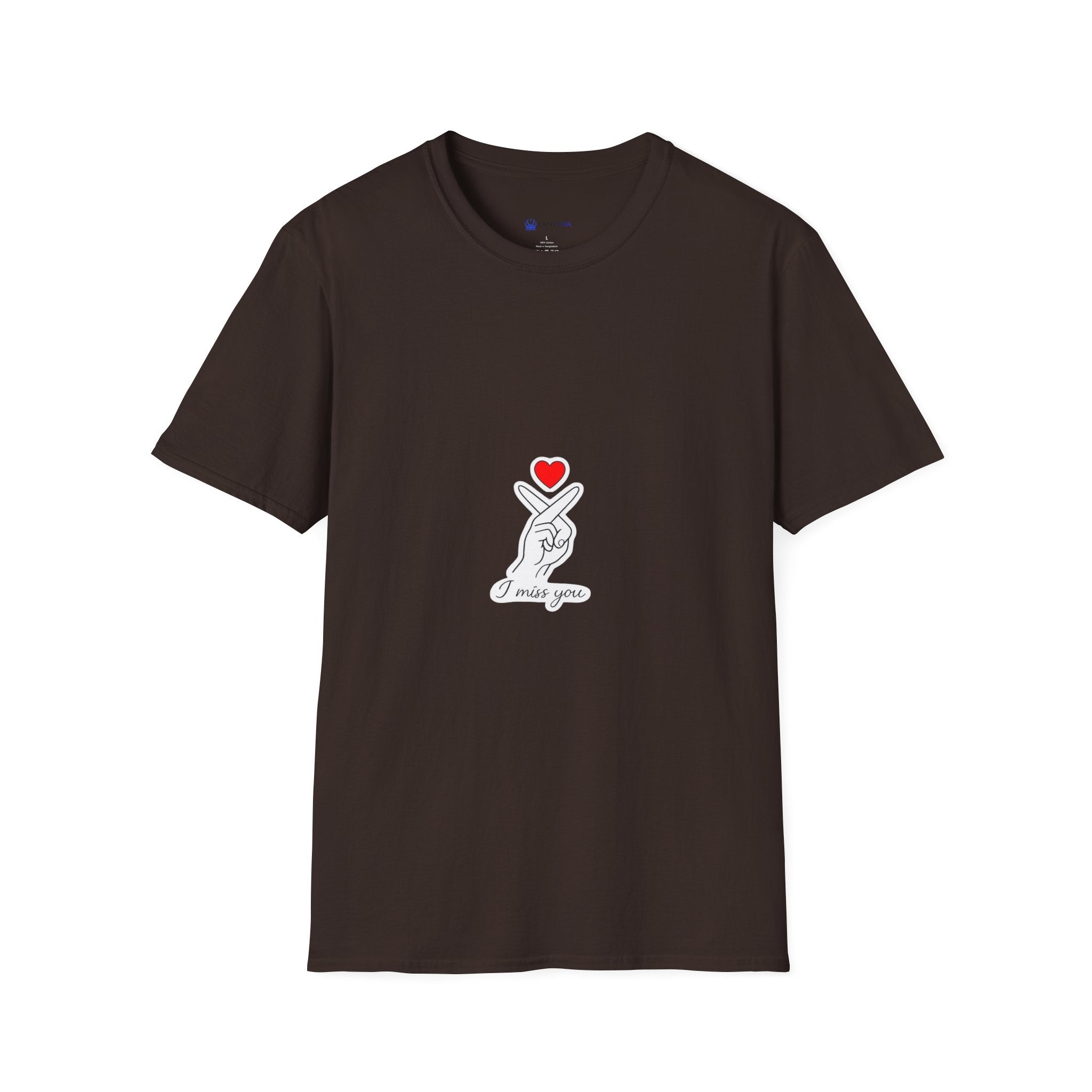 Korean Finger Heart T‑Shirt – I Miss You Minimalist Graphic Tee