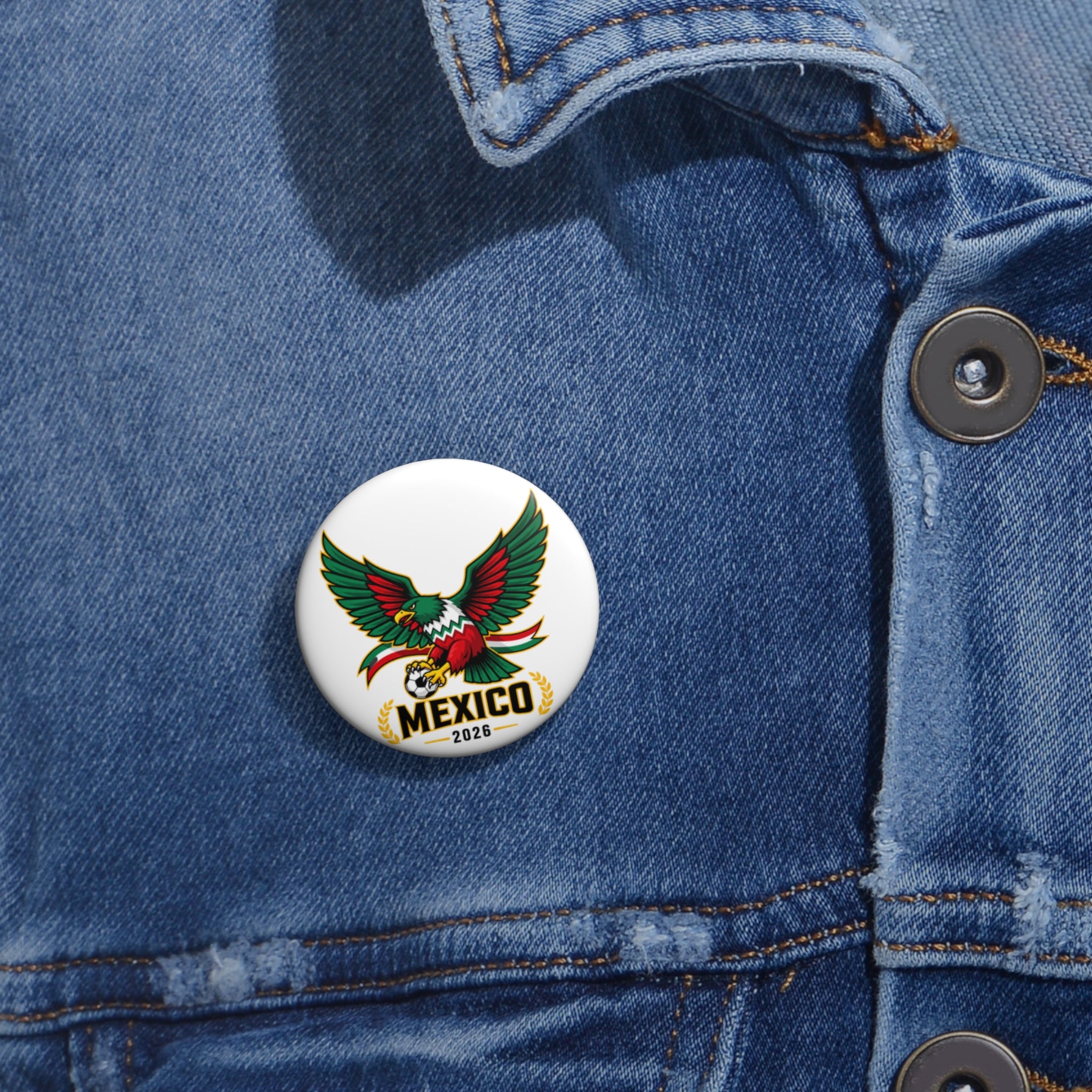 Mexico 2026 Eagle Soccer Pin Button — Football Fan Lapel Badge