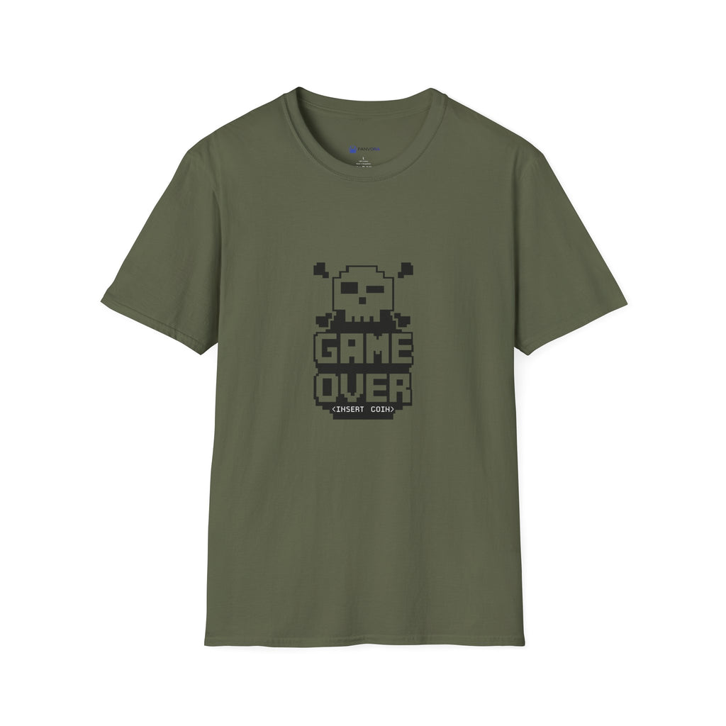 Game Over T-Shirt — Retro Pixel Skull Gamer Tee