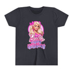 Youth Tee — "Barbie Happy Birthday" Pink Birthday Graphic Shirt