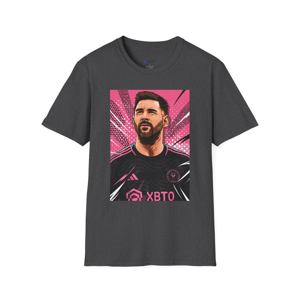 Soccer Star Graphic T‑Shirt — Retro Pink Icon Portrait.